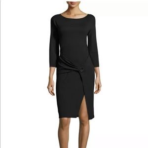 Armani Collezioni black stretch dress with belt